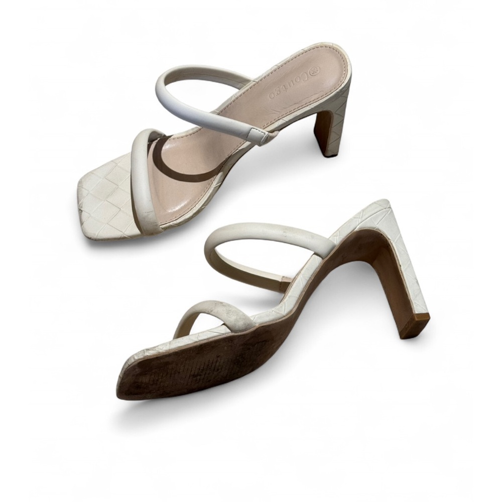 Coutgo - Elegant Cream Heeled Sandals - Picture 4 of 5